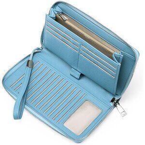 New Womens Wallet RFID Blocking Leather Zip Around Wallet Large Capacity